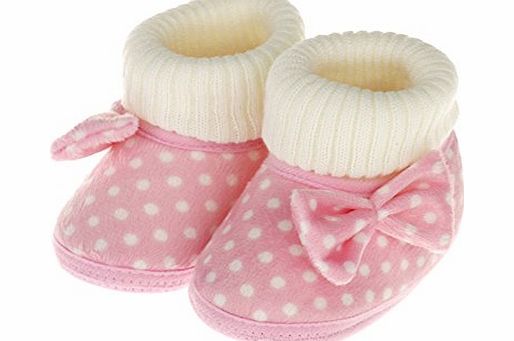Femizee Infant Toddler Baby Girls Bowknot Warm Winter Boots Prewalker Crib Shoes Pink 0-6 Months