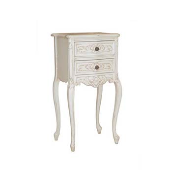 Furniture123 Manoir White Narrow 2 Drawer Bedside Table -