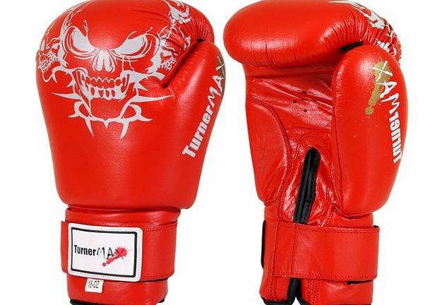 Turner Sports Genuine Cowhide Leather Boxing Gloves Professional Martial Arts Sparring Gloves, Red, 10 oz