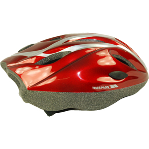 1558 Youth Trespass Tanky Cycle Helmet. Red/Silver