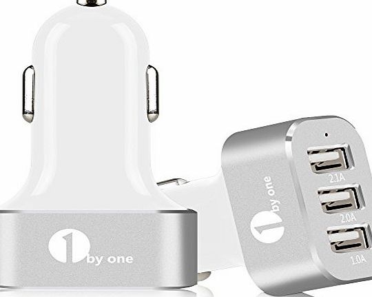 1Byone 3-Port 5.1A Premium Aluminum Car Charger For Apple iPhone 6 Plus 5 5S 5C 4 4S, iPad 2 3 4, iPad mini amp; Air, iPad air 2, iPod, Any Android and Any Cell Phone amp; Tablet, Use in Automobile