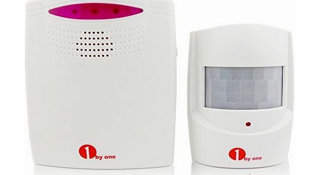 1Byone Safety Driveway Patrol Infrared And Wireless Home Security Alert Alarm System Kit Color White, Classical Easy Alarms With LED Indicator Weatherproof, Protect Home Garden Garage Shed Business Wa