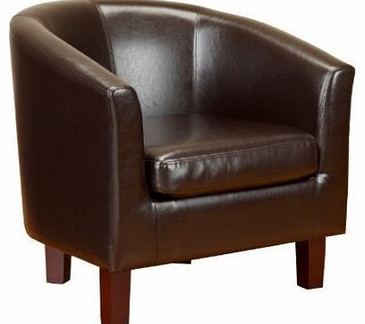 Bonded Leather Tub Chair Armchair for Dining Living Room Office Reception (Brown)