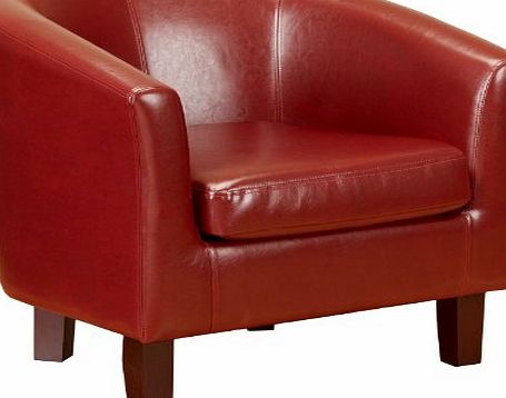 Bonded Leather Tub Chair Armchair for Dining Living Room Office Reception (Red)