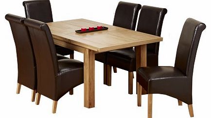 Solid Oak Dining Table Dining Room Furniture Extending Extend 120cm to 165cm (Table with 6 Chairs)