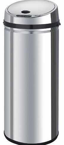 Steel 42 Litre Automatic Sensor Touchless Waste Dust Bin for Kitchen Office Silver Chrome