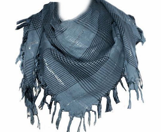 1st Class Fashion Accessories GREY coloured square scarf with fine check pattern 774-GB (GREY)