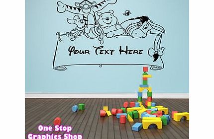1Stop Graphics Shop 1Stop Graphics - Shop Winnie The Pooh Personalised Wall Art Sticker 2 - Girl Boy Kids Nursery Love - Colour: Black - Size: Small