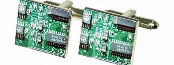 1StopShops Novelty Green Circuit Board Cufflinks