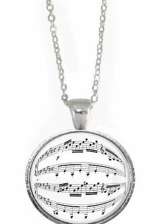 1StopShops Sheet Music Design Pendant with Silver Plated Necklace in Gift Box