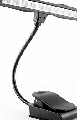 1to1music Clip On 10 LED Music / Desk Reading Light Lamp- Batteries amp; AC Adaptor Included