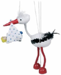 Stork with Baby Marrionette