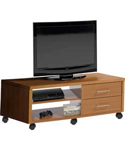 2 Drawer Wheeled TV Unit - Oak Effect