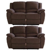 2 Pisa regular recliner sofas, chocolate