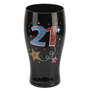 21st Birthday Black Beer Glass