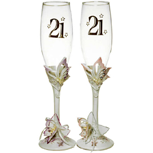 21st Butterfly Champagne Glass