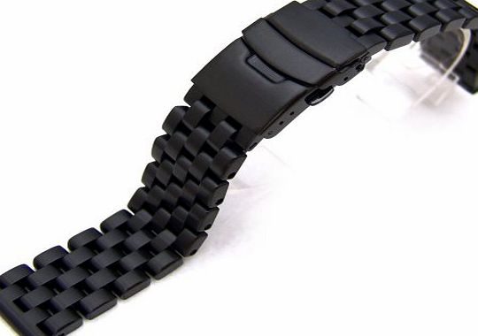 22mm Metal Band 22mm SUPER Engineer Solid Stainless Steel Watch Band-Straight End, PVD Black