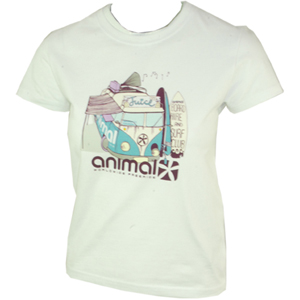 2452 Ladies Animal Aberdeen Crew Printed T-Shirt. White