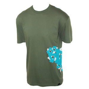Mens Reef Ocean Wave T-Shirt. Olive Green