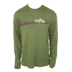 Mens Reef Surf Roots Long Sleeve T-Shirt. Army