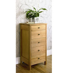 25926 Bentley Designs - Newhaven Oak  5 Drawer Chest