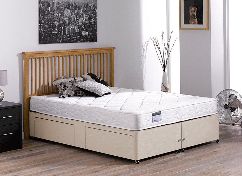 2`6 Small Single Ashton Open Spring Divan Bed - Soft - Beige