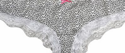 Womens/Ladies Underwear Anucci Lingerie Animal Print Boxer Briefs With Lace Trim, Zebra 10