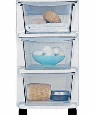 3 Drawer Slim Tower Plastic Storage Unit - White