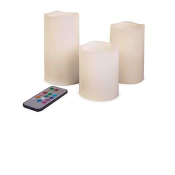3 pack of LED Colour Changing Candles with Remote