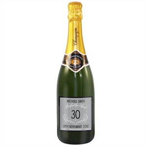 30th Birthday Personalised Champagne - Grey Label