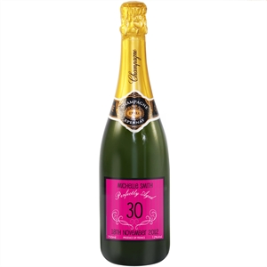 30th Birthday Personalised Champagne - Pink Label