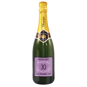 30th Birthday Personalised Champagne - Purple