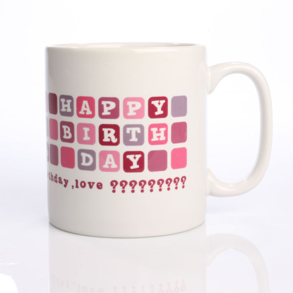 Birthday Personalised Mug Pink Tones