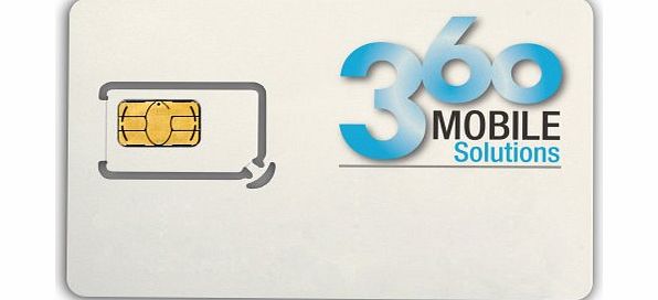 360 Mobile SIM, First 6 month prepaid - 300 minutes, 3000 texts, 500Mb data/month
