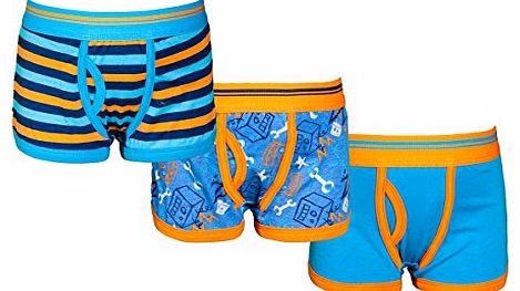 4KIDZ Boys Childrens Trunks Boxer Shorts Cotton 3 Pack Elasticated Waist