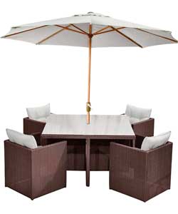 4 Seat Wicker Cube Garden Patio Furniture Set -