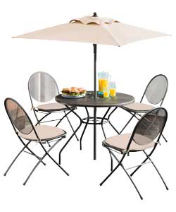 4 Seater Mesh Patio Furniture Set - Black