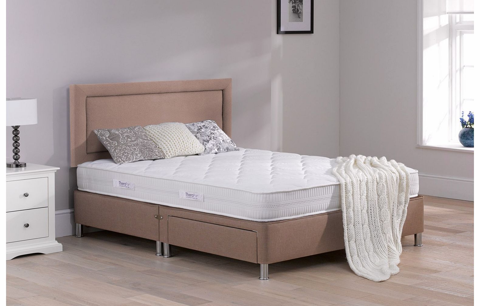 4`0 Small Double Therapur Hush 20 Divan Bed With Legs - Medium