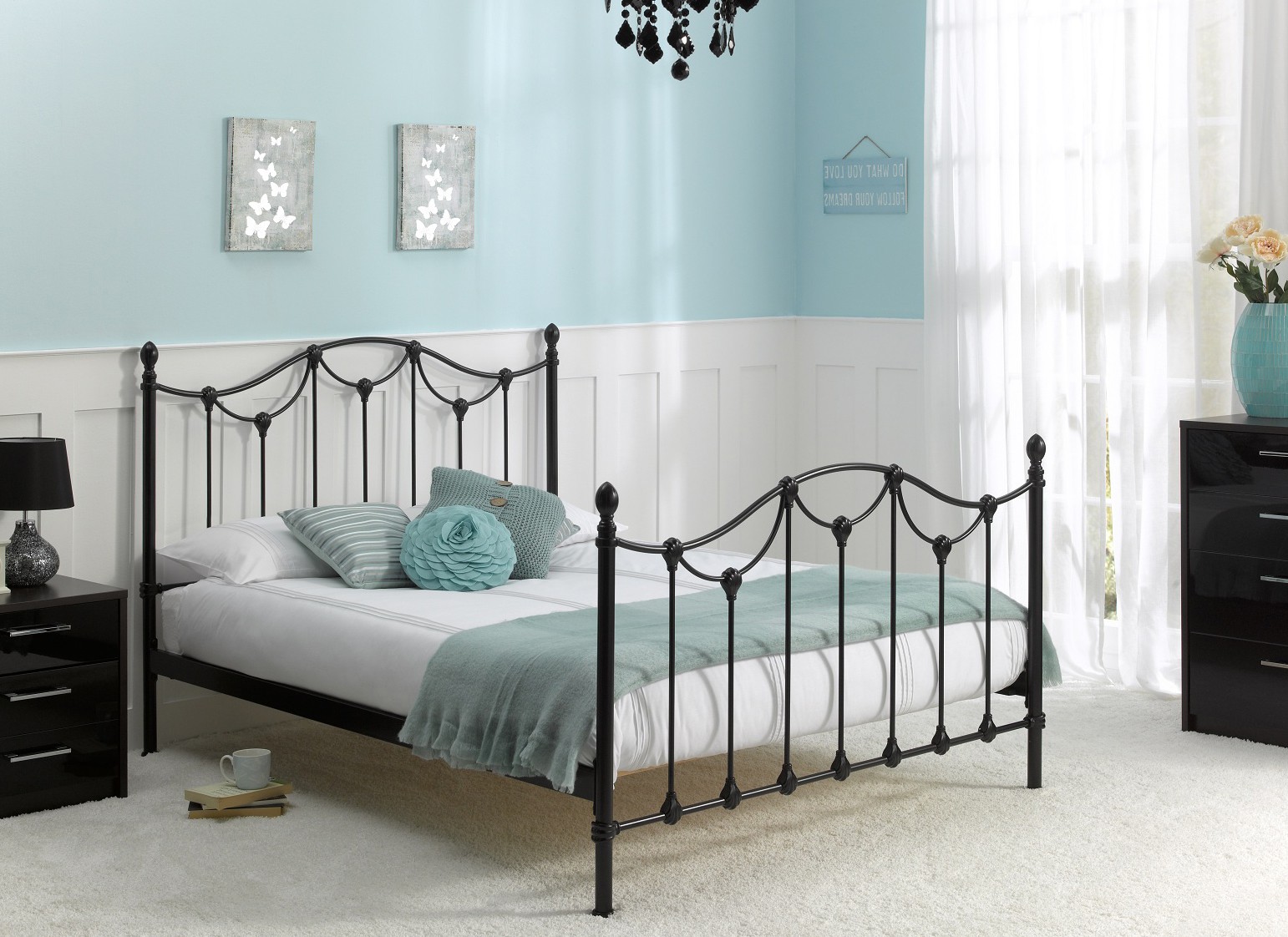4`6 Double Kiera Bedstead Black
