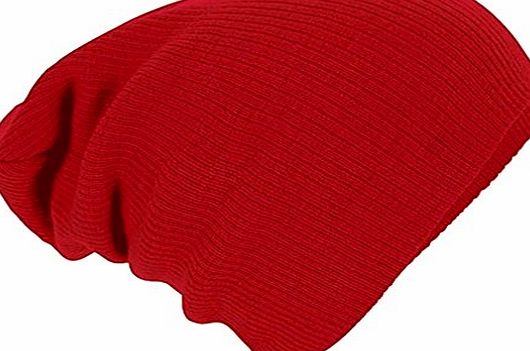 4sold (TM) Oversized Baggy Fit Slouch Style Beanie Beany Cap brand 4sold (Plain Red strips)