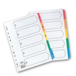 5 Star 5 Part Multicolour Reinforced Dividers A4