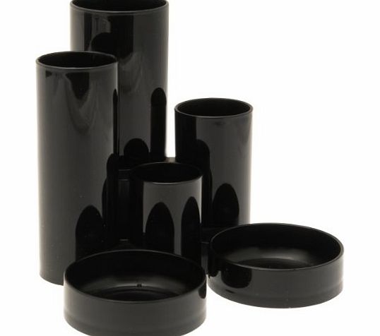 Desk Tidy with 6 Compartment Tubes Black