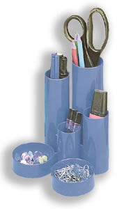 Desk Tidy with 6 Compartment Tubes Blue