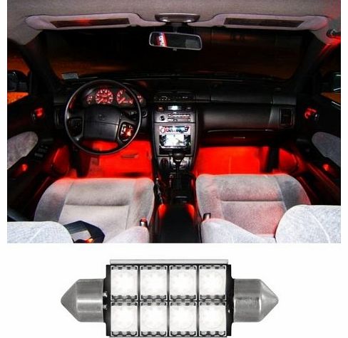 5 Star Lighting Ltd RED 42mm 8 SMD 5050 LED Car Interior Exterior Dome Festoon Bulb Light 12V
