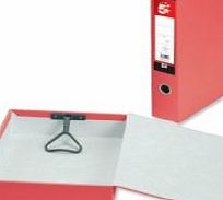 5 Star Office Box File Lock Spring with Ring Pull and Catch 75mm Spine Foolscap Red (Pack of 5)