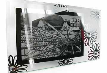 x 7 Glass and Mirror Flowers Photo Frame