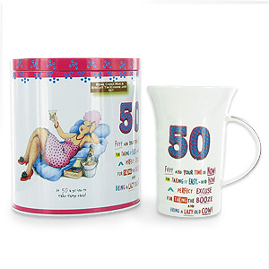 50th Birthday Mug and Cookie Tin For Her