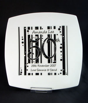 Birthday Plate- Black and White Square