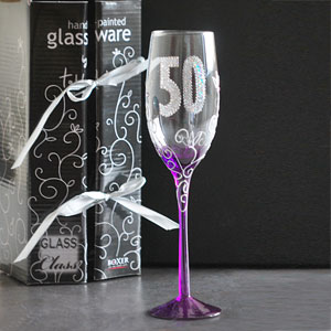 50th Birthday Sparkle Champagne Glass