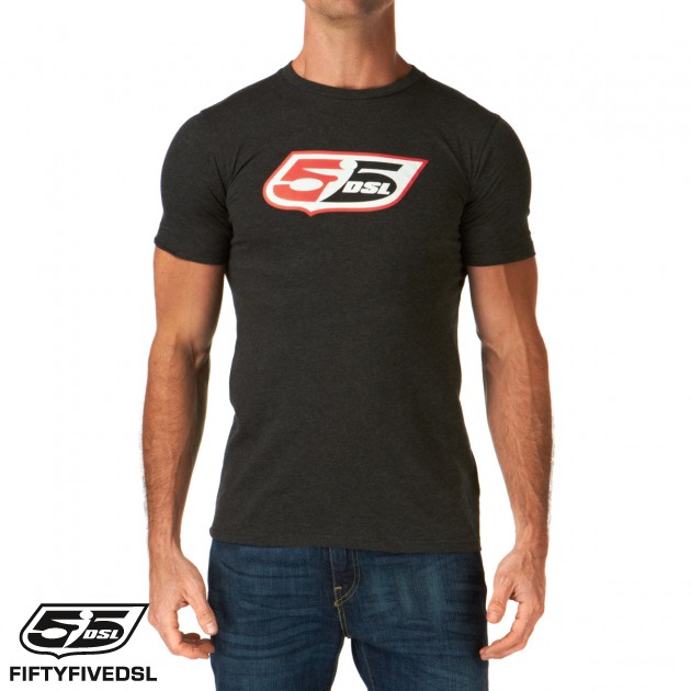 55DSL Mens 55 DSL Logo Classic T-Shirt - Black Heather